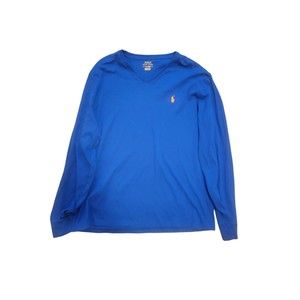 Polo Ralph Lauren T-Shirt Men's Size Large Blue Long  Sleeve V-Neck